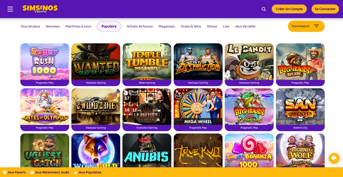 Divertissement exclusif offert par Simsinos casino Divertissement offert par Simsinos casino